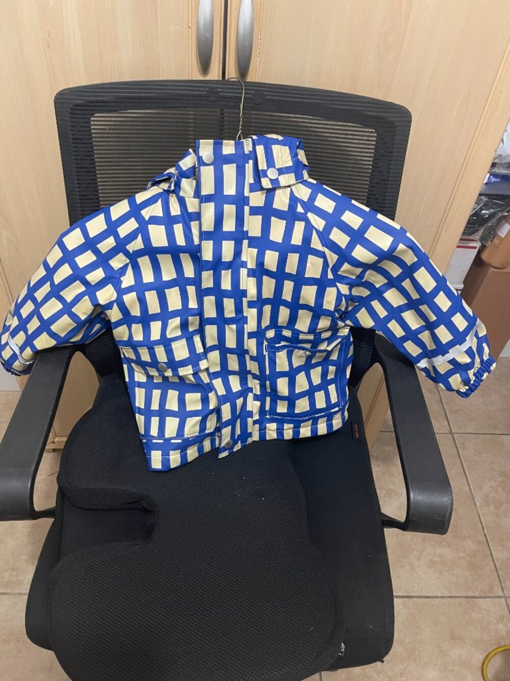 Garbo & Friends Plaid Cobalt Waterproof Rain Jacket size 1-2 y